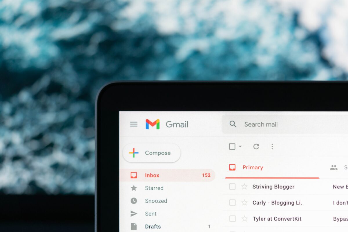 Section of a laptop screen with Gmail open