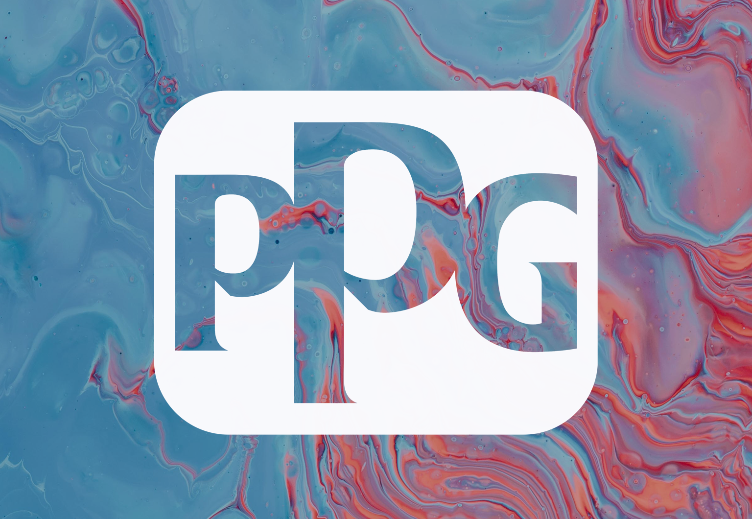 Blue and pink paint with 'PPG' written over the top of the image